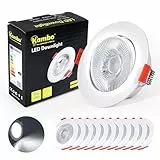Kambo LED Einbaustrahler 230V, 6W Spot Led Deckenleuchte Weiß 40° Schwenkbar Rund 610LM Kaltweiß 6000K 12er