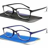 COJWIS 2er-Pack Lesebrille Blaulichtfilter für Herren und Damen Brille Lightweight biegbar rutschfest Unisex (Männer + Frauen) (Schwarz Blau, 0.50, x)