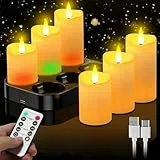 daphomeu Wiederaufladbar LED Kerzen mit Ladestation 6 Stück, Flammenlose LED Kerzen mit Timerfunktion und Fernbedienung, batteriebetriebene Kerzen für Hochzeiten, Partys, Weihnachten, Halloween