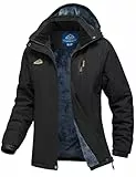 YSENTO Damen Winterjacke Wasserdicht Skijacke Softshelljacke Warm Gefüttert Winddicht Outdoor Snowboardjacke(Schwarz,M)