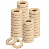 TOP-VIGOR 50 Stück Naturholzringe, 20 mm, unlackierte Holzringe, Holzschlaufen, Anhänger, Verbinder für Makramee, lose Teile, zum Spielen, Basteln und Basteln, Schmuckherstellung, Ornamente