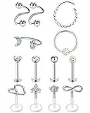 Rajnard Helix Piercing Chirurgenstahl Knorpel Ohrstecker Ohrring 16G CZ Barbell Labret Monroe Schmuck für Damen und Männer