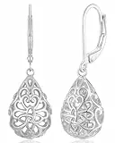 WOVEE Ohrringe Hängend Tropfen Weiß Vergoldet Hängeohrringe Anhänger Keltischer Knoten Schmuck Geschenke für Damen Frauen