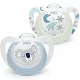 NUK Star Night & Day Baby Schnuller | 0-6 Monate | im Dunkeln leuchtend | BPA-freies Silikon | Koala blau | 2 Stück