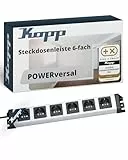 Kopp Steckdosenleiste POWERversal, grau/schwarz, 6-Fach, 6xSchutzkontakt, 1,4m Zuleitung