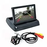 Auto Wayfeng® Auto Parken-Unterstützung Neue 4LED Nachtsicht-Auto CCD Rückfahrkamera mit 4,3-Zoll-Farb-LCD-Auto-Video Faltbare-Monitor-Kamera