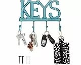 Comfify Schlüsselhalter Keys - Wandmontierter Westernschlüsselhalter | 4 Schlüsselhaken | Dekoratives Gusseisen-Schlüsselbrett | mit Schrauben und Dübeln - 15,2 x 20,3 cm - CA-1506-04 (Rustic Blue)