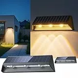 GEARLITE Solarlampen für Außen Garten, 1.7×Größe 3×Hellere Solar Wandleuchte aussen, 1500mAh Glas Solarleuchten für Außen Garten mit 2 Lichtfarbe, IP65 Wasserdicht Solar Zaunbleuchtung