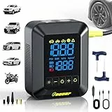 Oeaear Luftpumpe für Autoreifen mit 6-in-1-Reifenreparatur-Sets, Doppelzylinder, 150 PSI schnurloser LKW-Reifenfüller, 12000 mAh und 50 LPM Aufpumpen für Pickup-Trucks, MPV, SUV-Fahrzeuge (schwarz
