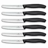 Victorinox Swiss Classic Profi Tafelmesser-Set, 6-teilig, Buttermesser, Gerade Klingen, 11 cm, Scharf, Robuste Kunststoffgriffe, Schwarz