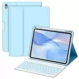 MMK Hülle mit Tastatur für iPad 10 Generation 10,9 Zoll 2022, Abnehmbare Kabellose Bluetooth Tastatur, Schutzhülle mit TPU Rückschale mit Stifthalter, für Neue iPad 10. Generation, QWERTZ Layout