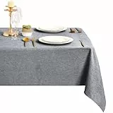 DWCN Grau Tischdecke Leinenoptik Abwaschbar 135x200cm Tischdecke Outdoor Tischwäsche Wasserabweisend Tischtuch für Esszimmer, Garten, Party, Hochzeiten oder Haushalt,