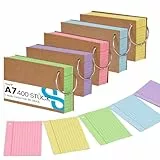 Koogel Karteikarten A7 mit Metallringen, 400er Set in 5 Farben – Lernkarten für Studium, Anatomie, Notizen, Abitur, Vokabeltraining, 10.5 x 7.4 cm