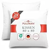 Pullman Kopfkissen 80x80 cm – 2er Set Hotelqualität Mikrofaser Kissen für Nackenschmerzen, Bequemes Allergiker Schlafkissen mit 1000 g Füllmaterial, Oeko-Tex zertifiziertes Bett Kissen (80 x 80)
