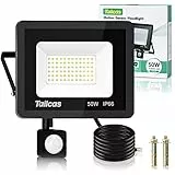Tailcas 50W Led Strahler mit Bewegungsmelder Außen, 4500LM 6500K Superhell LED Fluter mit Sensor IP66 Wasserdicht Flutlichtstrahler Scheinwerfer Licht Wandleuchte für Hof, Garage, Garten