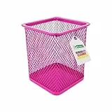 D.RECT Metall Stifteköcher - Stiftehalter Eckig aus Drahtmetall - Mesh Multifunktions Becher für Kugelschreiber - Stifte Halter für Büro/Schule, Rosa