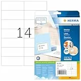 HERMA 5057 Universal Etiketten, 25 Blatt, 105 x 42,3 mm, 14 pro A4 Bogen, 350 Stück, selbstklebend, bedruckbar, matt, blanko Papier Klebeetiketten Aufkleber, weiß