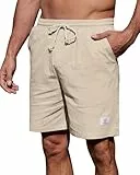 YAOHUOLE Kurze Hosen Herren Leinen Herren Casual Leinen Shorts Bermuda Sommershorts Khaki M