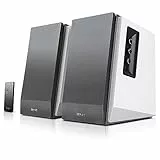 Edifier R1700BT Lautsprecher-Set 2 Regallautsprecher analoge + digitale Anschlüsse Bluetooth Echtholzgehäuse in Weiß Anschlusskabeln Fernbedienung