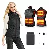 Kintiwe Beheizbare Weste, Beheizte Weste Damen Heizweste mit 12000mAh Powerbank, Beheizbare Jacke Heizjacke Wärmeweste mit 5 Heizzonen