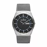 Skagen Herrenuhr Melbye Titan, DreizeigerTagDatum Uhrwerk, 40mm Silbernes Titangehäuse mit EdelstahlMeshband, SKW6078