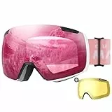 OutdoorMaster Heron Skibrille mit 2 Gläsern, rahmenlos, magnetisch austauschbare HD Toric Lens, OTG Snowboardbrille für Männer & Frauen, 100% UV-Schutz Snow Goggles