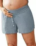 Maacie Umstands-Shorts Unterbauch-Kordelzug Elastische Taille Baumwoll-Shorts Mit Taschen Sommer Süß Strand Lässig