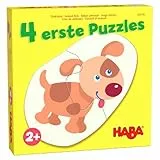 HABA 4 erste Puzzles Tierkinder – Puzzleset ab 2 Jahren mit 4 süßen Tiermotiven – Fördert Feinmotorik und Wahrnehmung – Große Puzzleteile aus Pappe – 1306183001