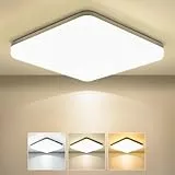 OUILA Led Deckenleuchte, 24W Deckenlampe für Küche Badezimmer Wohnzimmer Keller Flur, IP44 Wasserdicht 2400LM 3000K/4000K/6500K Selectable, Beleuchtung Lampen Quadrat 22cm x 22cm