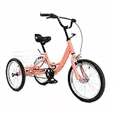 KEESUNG Dreirad Fahrrad 16 Zoll, 1-Gang Fahrrad mit Einkaufskorb Dreirad fahrräder Für Jungen/Mädchen 3 Räder Gleichgewicht Fahrrad Passend für 7-10 Jahren/Hellorange