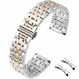 HEYOZURY Edelstahl Uhrenarmbänder Metall uhrarmband mit Geraden und Gebogenen Ende 12mm 14mm 16mm 18mm 19mm 20mm 21mm 22mm Metal Ersatzband Armbänder Edelstahlarmband für Uhr für Herren/Damen