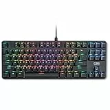 DR1TECH Raven Mechanische TKL Gaming Tastatur Für PC/PS4 mit RGB Hintergrundbeleuchtung - 87 Tasten Anti Ghosting - Ergonomische USB Tastatur mit Kabel (Internationales-Layout)