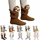 Generisch 3D Stricksocken mit Tieren,Animal Socks,Handgehäkelte Tiersocken, Doppellagige Baumwolle,Winter Warme Umarmung Kuschelsocken Damen Kuschelsocken Herren Weihnachten Socken