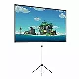Beamer Leinwand mit Stativ, Tragbar Projektor Leinwand 100 Zoll, 16:9, 4K HD ProjektionLeinwand, Leicht und Kompakt, tragen, Ideal für Heimkino, innen/außen Filme.