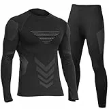 UNIQUEBELLA Upgrade-Version Thermo Unterwäsche Herren, Atmungsaktiv Schnelltrocknend Funktionswäsche Männer Flexibel Skiunterwäsche Set - Warm Thermo Unterwäsche Winter