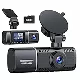Volam Dashcam Auto Vorne Innen, 4K +1080p Dual Dash Cam mit Akku Parküberwachung, 1,5-Zoll-IPS-Bildschirm Mini-Autokamera mit IR-Nachtsicht, G-Sensor, Weitwinkel und 64 GB Speicherkarte