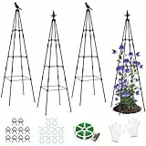 SUNYRISY Upgrade Rankhilfe Garten Obelisk 4er Set, Rankgitter für Kletterpflanzen wie Blumen, Tomaten, Rosen usw, Höhe 120cm Beschichtetes Metall Gartendekoration