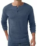 PrinStory Pullover Herren Langarmshirt Henley Winter Freizeit Knopf T-Shirt Knitted T Shirts Für Männer (Vg Marineblau, M)