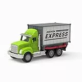 Driven Micro LKW 19 cm mit abnehmbarem Container, Lichtern und Tönen – Laster Spielzeugauto mit Geräuschen, Funktionen – Spielzeug Auto ab 3 Jahren, grün