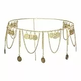 MEGAUK Damen Retro Kettengürtel Münzgürtel Fransen Bauchtanz Gürtel Metall Taillengürtel Hüftgurt