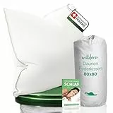 Welldora Premium Kopfkissen 80x80 | 100% natürliche Daunenfasern & Federn | Ergonomisch optimiert 3 Kammern Nackenstützkissen | Mittelfestes Kissen fachärztlich geprüft, Oeko-Tex zert. in Deutschland