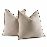 MIULEE 2er Kissenbezug 40x40 Beige Chenille Kissenbezüge Kissenhülle Sofakissen dekokissen zierkissen Elegantes Design für Couch Sofa Wohnzimmer
