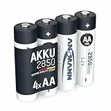 ANSMANN Akku Mignon AA 2650 mAh 1,2V Ni-MH, 4 Stück, wiederaufladbar, ideal für Spielekonsolen, wireless Maus, Blitzgeräte, Taschenlampen