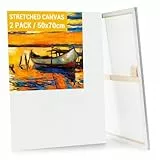 Koncci 2er-Set Leinwand zum Bemalen, 50x70CM Keilrahmen Leinwand Groß, Weiße Leinwände zum bemalen für Acrylfarben Ölgemälde, Canvas für Anfänger und Künstler