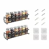 LXUDN 2-Teiliges Set Gewürzregal Wand Ohne Bohren, 29×8×6CM Schwarz Gewürzregal Hängend Ohne Bohren Schranktür, Metall Gewürzstände als Küchenschrank Organizer Küchenregal Wand
