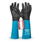 Gebol Grip Tech Plus, 1 Paar Arbeitshandschuhe mit Nitril-Beschichtung, Öl- und chemikalienbeständig, Reinigung, Garten, Kfz-arbeiten, Extra Langer Unterarmschutz, für Herren, Gr. L/9