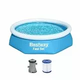 Bestway Fast Set Aufstellpool-Set mit Filterpumpe Ø 244 x 61 cm, blau, rund, 57450