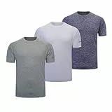 Bsrpolry 3er-Pack Herren-T-Shirts, Lauf-T-Shirts, Fitnessstudio, Rundhalsausschnitt, schnell trocknend, Lauf-Tops, kurzärmelig, Sport-Tops, #202 - Marineblau/Weiß/Grün, L