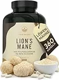 Lions Mane - 360 Kapseln - 2000mg pro Tag - 30:1 Extrakt (60000mg Hericium/Löwenmähne Pilz) - 30% Polysaccharide & 5% Beta Glucan - 500mg Hericium Erinaceus je Kapsel - Laborgeprüft - TRUE NATURE
