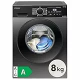 Bomann® Waschmaschine 8kg | 5 Jahre Motor-Garantie | Invertermotor-effizient, leise & langlebig | max. 1400 U/min | 15 Programme | Dampffunktion | LED-Display | Washing Machine | WA 7188 titan-schwarz